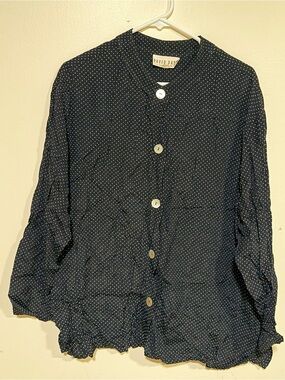 Vintage David Dart Black Polka Dot Button-Up Blouse